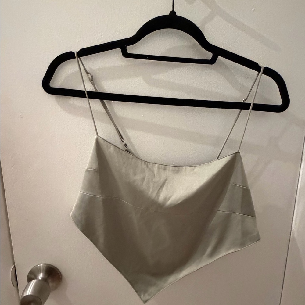 Danielle Bernstein Sage Green Satin Handkerchief Cami Top Size L